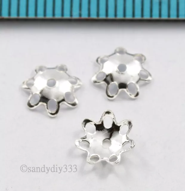 20x BRIGHT STERLING SILVER FLOWER SPACER BEAD CAP 6.6mm #1126