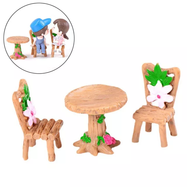 Tables et chaises de meubles miniatures en r��sine pour d��coration de jardin de