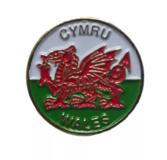 Cymru Wales- Welsh Dragon- Round National Quality Enamel Lapel Pin Badge 2