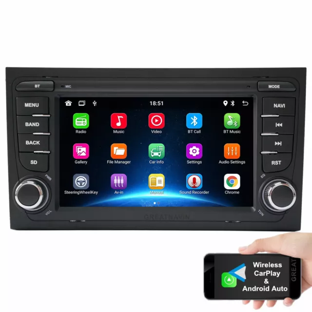 Android Autoradio GPS Navi CarPlay Bluetooth WiFi für Audi A4 S4 RS4 SEAT EXEO 2