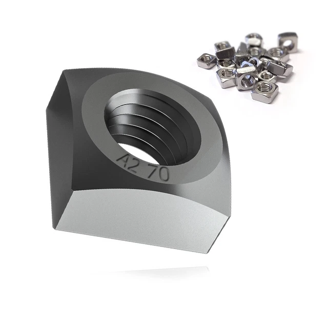 20x Écrous Carrés M10 Inox A2 Construction Fixation Photovoltaïque din 557