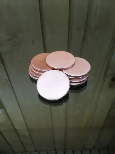 Copper Disk Circle Blanks 1-1/2" Diameter 1/8'' Thick 10 Pieces Disc Discs Disks