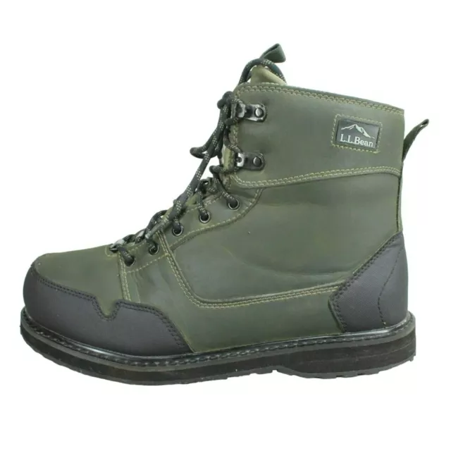 LL Bean Angler Botas de Vadear LL Bean Angler Cuero Verde con Cordones Suela Vibram Talla 9 M