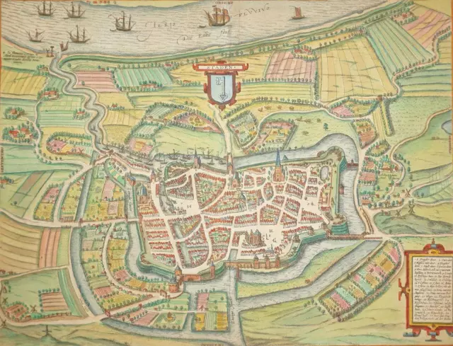 STADE -Vogelschau - Braun & Hogenberg - kol. Kupferstich 1598