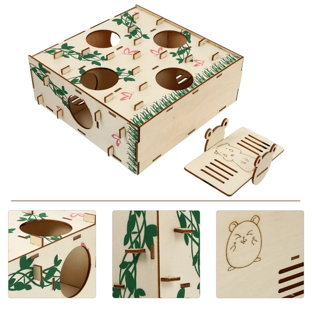 1pc Spielzeugkäfig aus Holz Pet Exercising Toy Hamster Spielzeug Holz Hamster