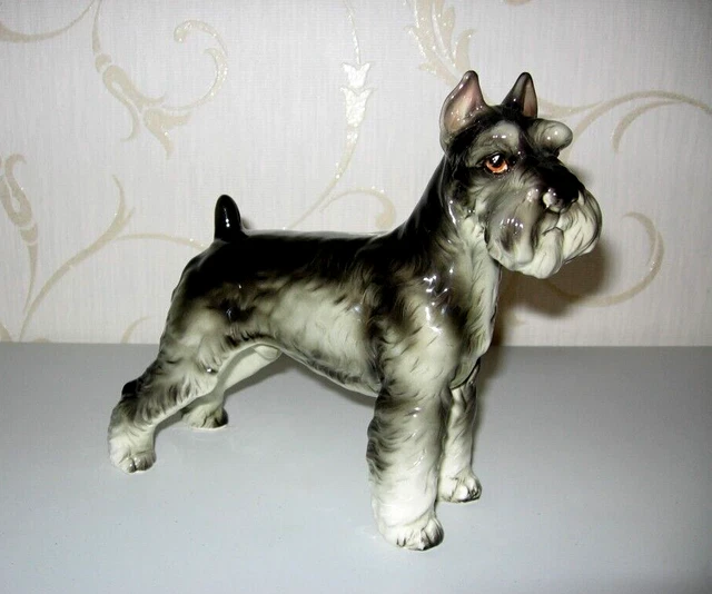 Lefton STANDARD SCHNAUZER - 1950s Ceramic Dog Figurine - Mint