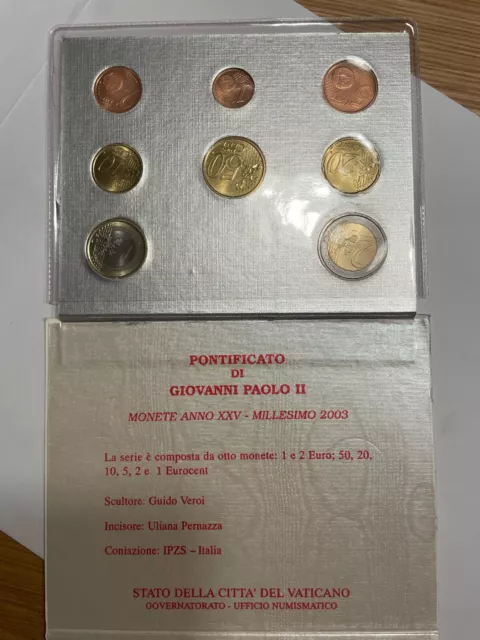 Münzen - Vatikan kursmünzensatz KMS 2003 Original im Blister