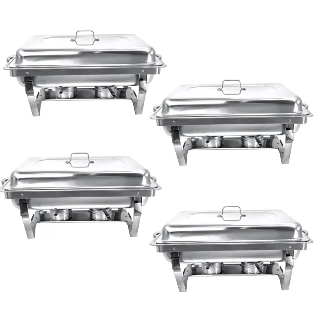 8QT 4 Pack Rectangular Chaffing Dishes Buffet Set Stainless Steel Food Warmer