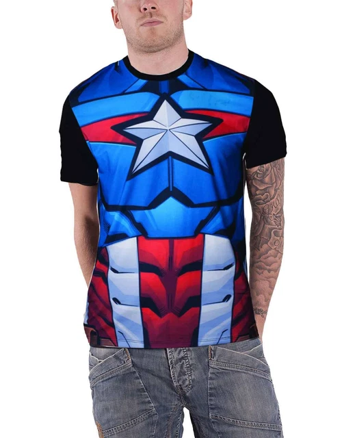 Captain America T Shirt Captain America costume Official Marvel Sub Dye print