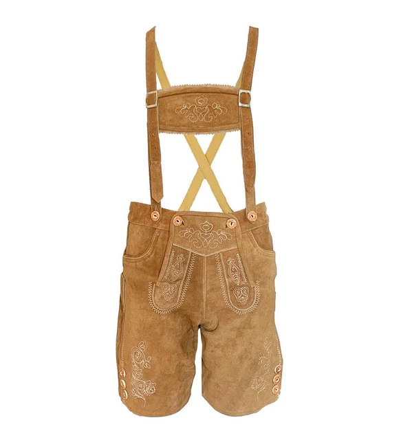 Pantaloni folcloristici in pelle bambini pantaloni in pelle Leo corti marrone chiaro MS costume tradizionale