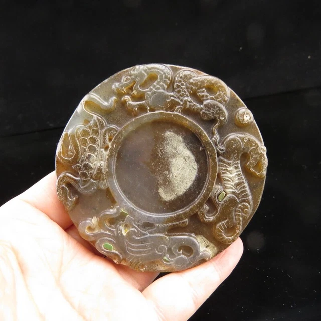 China, jade, pure manual carving, natural jade, beast, Ink stone A(686)