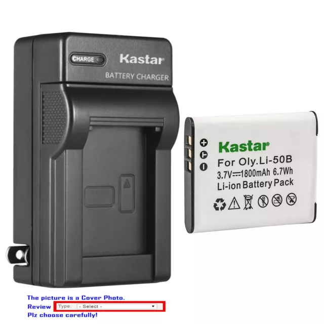 Kastar Battery Wall Charger for Olympus Li-50B LI-50C & Stylus 9000 Stylus 9010