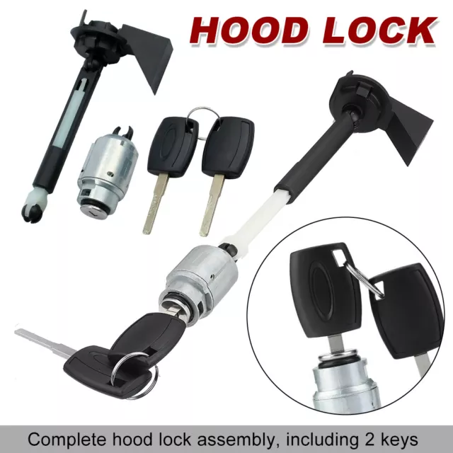 FOR FORD FOCUS MK2 Bonnet Release Lock Latch 2 Keys Repair Set Kit