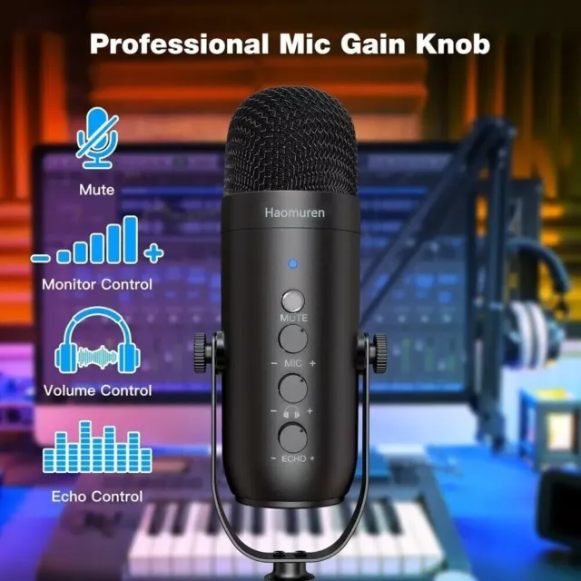 USB Microphone Kit Condenser Podcast Mic Bundle for PC Phone Mac PS5 Gaming Mute 2