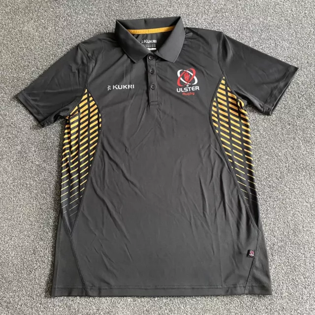 Ulster Rugby Polo Shirt Mens Medium M Grey Mix SS Official Kukri Excellent