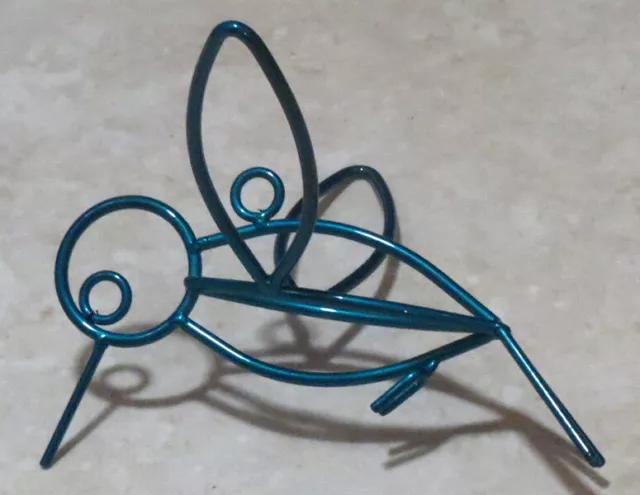 Amish Hand Crafted Wrought Iron Hanging Humming Bird Color Teal USA Made NICE!