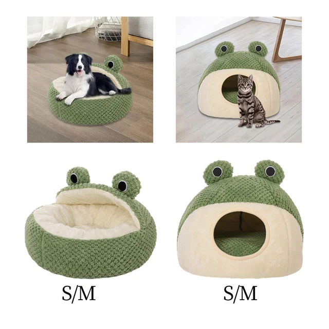 Semi Enclosed Pet Cat Nest Frog Shape Cats Pet Bed for Puppy Kitten Cats