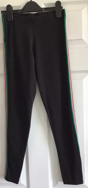Matalan Candy Couture Girls Black Leggings With Stripes Down Sides Age 12