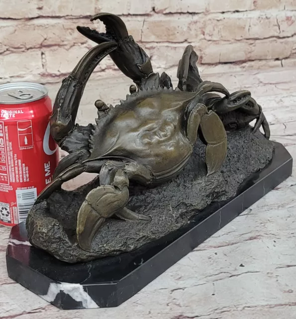 Collectible Old Handwork Solid Bronze Crab 8 Side Bring Money Statues 2