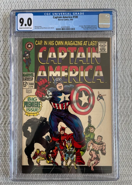 CAPTAIN AMERICA #100 CGC 9.0 OW/WHITE 1st Issue Black Panther app Marvel Comics