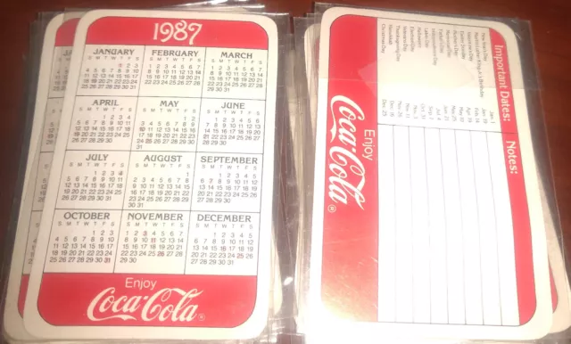 Coca-Cola 1987 Pocket Calendar Coke Promo LOT OF 25 KEPT IN SC NEW