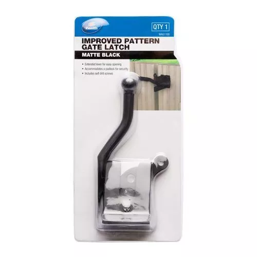 Zenith Matte Black Improved Gate Latch - USA BRAND