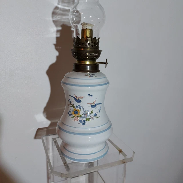 ANCIENNE LAMPE A PETROLE PORCELAINE DE PARIS décor ROSES XIXÈ SHABBY CHIC EUR 25,00 - FR