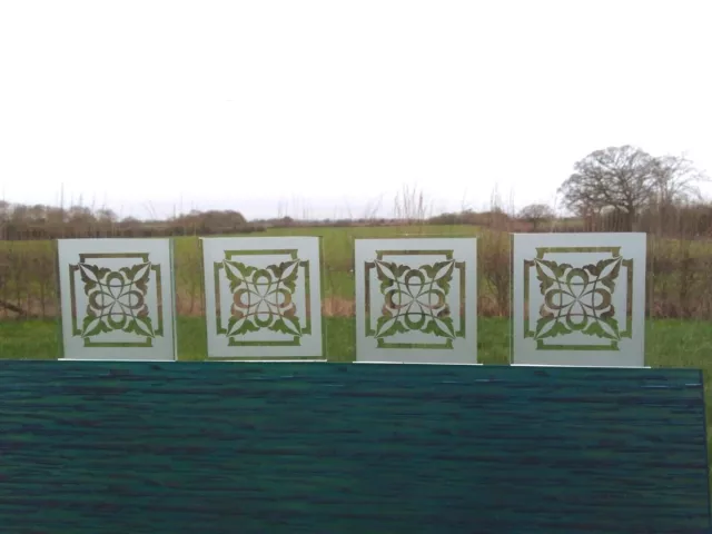 Etch Glass Corner Squares for window / door x 4