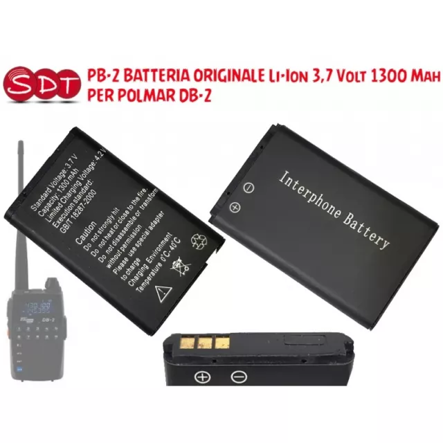 PB-2 BATTERIA ORIGINALE Li-Ion 3,7 Volt 1300 Mah PER POLMAR DB-2