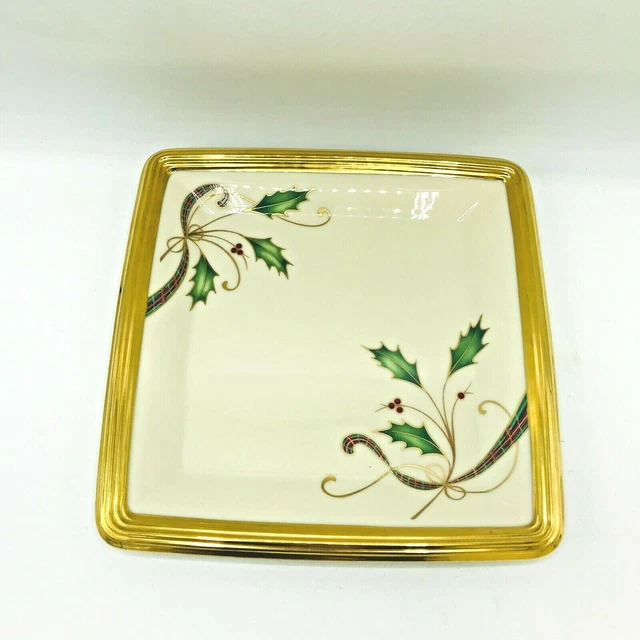 Lenox Holiday Nouveau Gold Christmas Square Salad Plate 9 1/4"