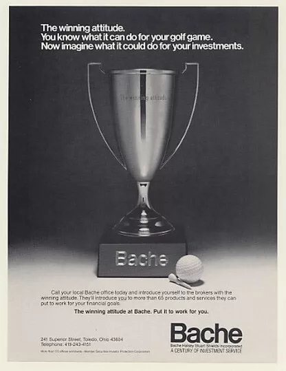 1979 Bache Investment Winning Attitude Golf Trophy Ad