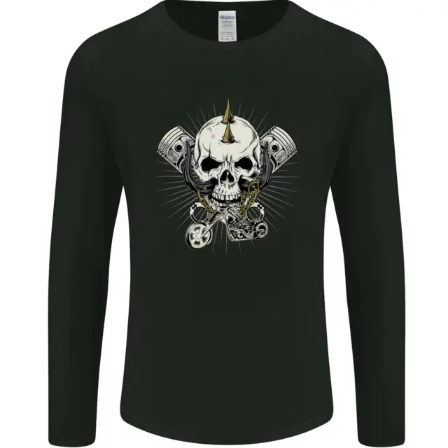 T-shirt a maniche lunghe da uomo motociclista Piston Skull