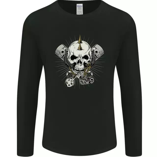 T-shirt a maniche lunghe da uomo motociclista Piston Skull
