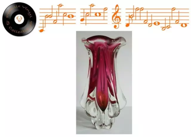 Vintage 1970s Czech Chribska Josef Hespodka Purple Amber Clear Vase Flower Head