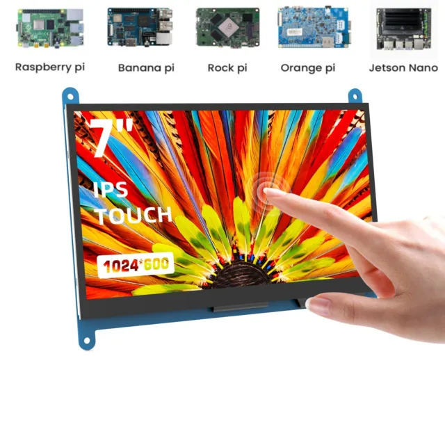 Portable 7'' Touchscreen Raspberry Pi HDMI Monitor 1024x600 IPS Computer Display