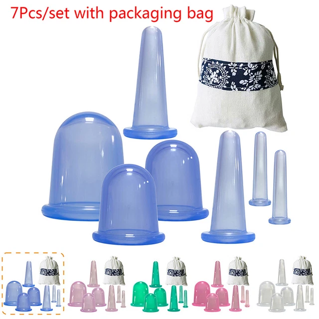 7pcs Silicone Vacuum Massage Suction Cups Body Pain Relief Cupping Therapy Kit