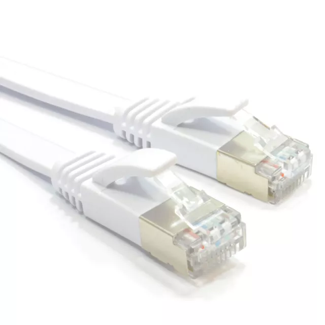 FLAT CAT6A Shielded Ethernet PC Router Cable RJ45 Lot 1m/2m/5m/10m/15m/20m/30m 2