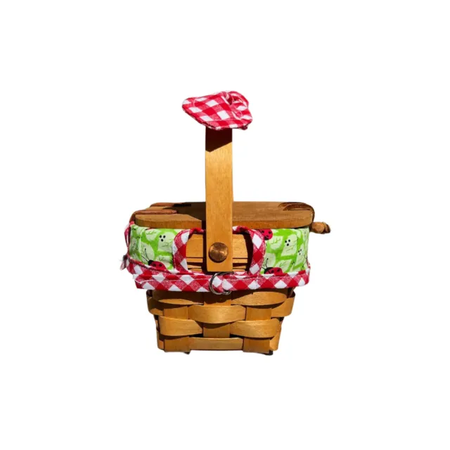 KIDDIE PURSE LINER & HANDLE TIE for your Longaberger basket - Ladybug Picnic 3