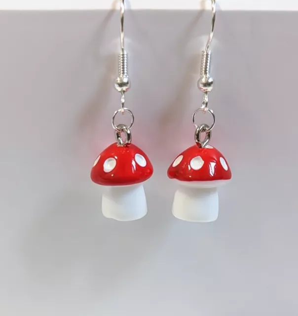 Quirky mushroom Earrings Handmade Jewelry Jewellery UK seller miniature food