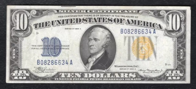 Fr2309 1934-A $10 Ten Dollars “North Africa” Silver Certificate Extremely Fine C