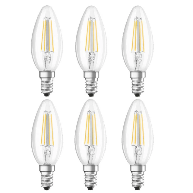6x Osram LED Filament Duo Click Kerze 4W =40W E14 klar warm per Schalter DIMMBAR
