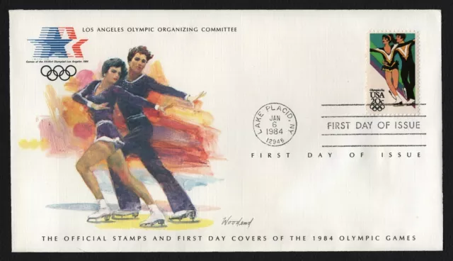 #2067 20c Ice Dancing, LA Olympic Committee w/ Insert 4-1/2x8 *ANY 5=FREE SHIP**