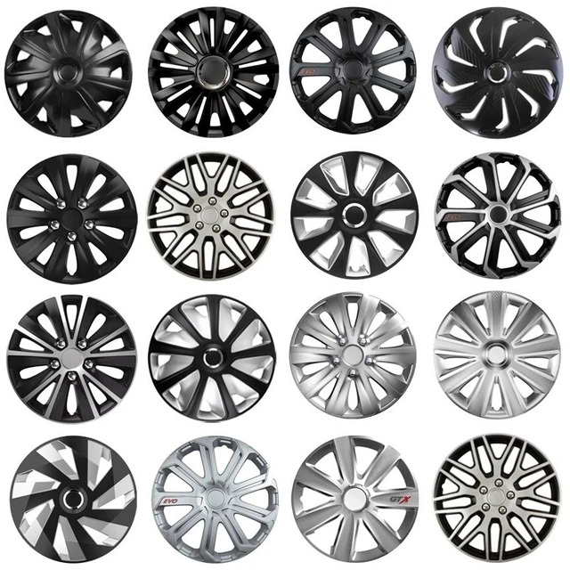 Set Of 4 Matte Black 15-Inch Wheel Trims / Hub Caps For Toyota Aygo & Yaris