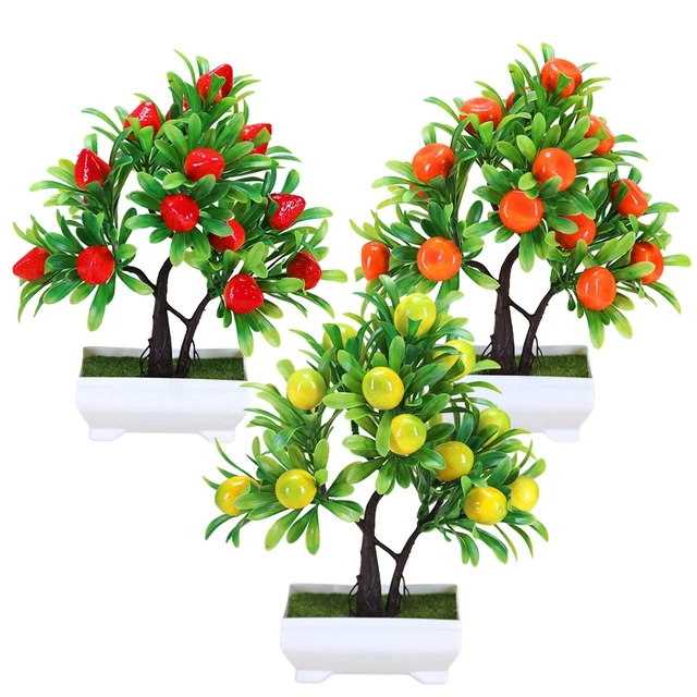 Americque Albero Artificiale Con 37 Foglie Real Touch In Vaso - Pianta Finta Verde E Gialla Per Decorazione Interna/Esterna - 6
