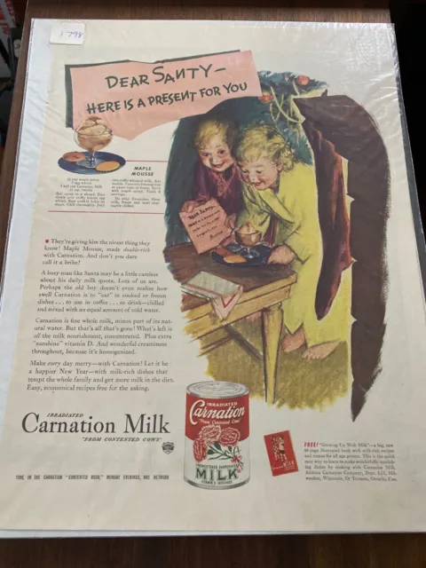 Vintage 1942 Carnation Milk Dear Santy Dairy Christmas ad