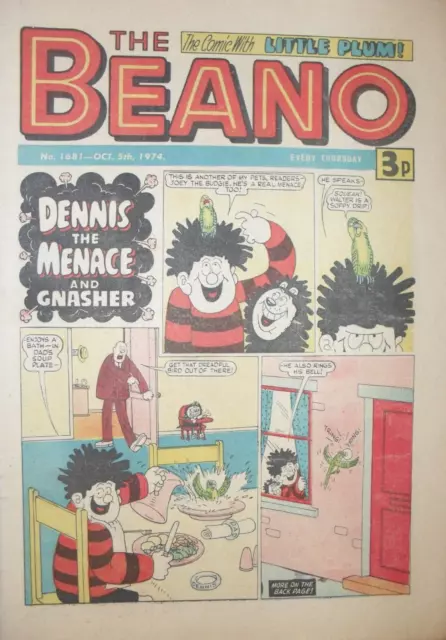 BEANO COMIC - 5th OCTOBER 1974 (5th - 11th oct) - RARE 50th BIRTHDAY GIFT !!!