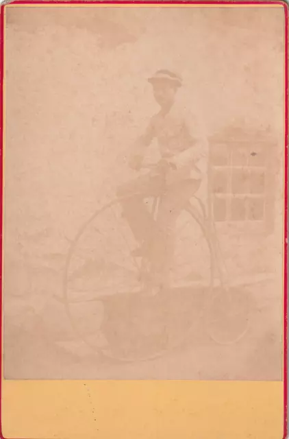 PHOTO CABINET GRAND BI BICYCLETTE ANCIEN VELO CYCLE vélocipède  16,5 x 10,5 cm 3