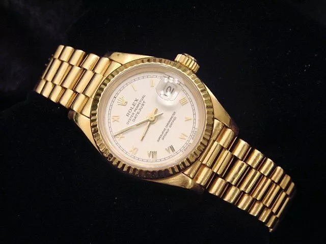 Rolex Datejust President Donna Massiccio 18K Oro Giallo Orologio Bianco Romano
