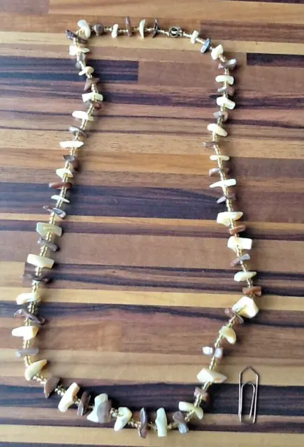 antikes Collier echte Bernstein Kette  mit Perlen handarbeit Länge  33 cm