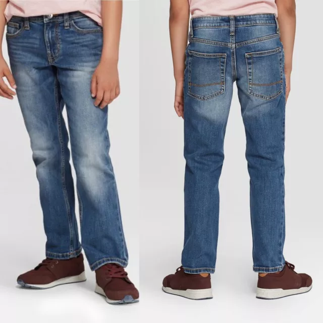 New Cat & Jack Blue jeans Kid Child Boys straight denim Pants Size 18 husky